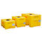 Fût en PE, en forme de boîte, polyéthylène, ouverture de remplissage ø 140 mm avec couvercle à vis, sans cloison, jaune, L 600 x P 800 x H 590 mm, 200 l