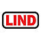 Logo der Marke Lind, roter Schriftzug, schwarzer Rahmen auf weißem Hintergrund.