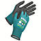 Deux gants de protection, l'un sur l'autre. La partie principale est turquoise, la paume est grise. Le gant indique "UVEX".
