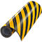 Rolled protective tape with yellow and black stripes. The edge is dark.
