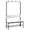 Garderobebank Basic Plus, 1-zijdig, rugleuning, met schoenenrek, onderstel zwartgrijs RAL 7021, B 1000 mm, decor wit