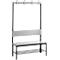 Garderobebank Basic Plus, 1-zijdig, rugleuning, met schoenenrek, onderstel zwartgrijs RAL 7021, B 1000 mm, decor zilvergrijs