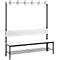 Garderobebank Basic Plus, 1-zijdig, rugleuning, met schoenenrek, onderstel zwartgrijs RAL 7021, B 1500 mm, decor wit