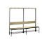 Garderobebank Basic Plus, 1-zijdig, rugleuning, met schoenenrek, onderstel zwartgrijs RAL 7021, B 1960 mm, decor eiken ser.