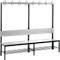 Garderobebank Basic Plus, 1-zijdig, rugleuning, met schoenenrek, onderstel zwartgrijs RAL 7021, B 1960 mm, decor zilvergrijs