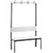 Garderobebank Basic Plus, 1-zijdig, rugleuning, zonder schoenenrek, onderstel zwartgrijs RAL 7021, B 1000 mm, decor wit