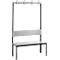 Garderobebank Basic Plus, 1-zijdig, rugleuning, zonder schoenenrek, onderstel zwartgrijs RAL 7021, B 1000 mm, decor zilvergrijs