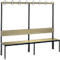 Garderobebank Basic Plus, 1-zijdig, rugleuning, zonder schoenenrek, onderstel zwartgrijs RAL 7021, B 1960 mm, decor eiken ser.