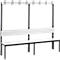 Garderobebank Basic Plus, 1-zijdig, rugleuning, zonder schoenenrek, onderstel zwartgrijs RAL 7021, B 1960 mm, decor wit
