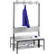 Garderobebank Basic Plus, 2-zijdig, rugleuning, met schoenenrek, basisframe zwartgrijs RAL 7021, B 1000 mm, decor zilvergrijs
