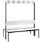 Garderobebank Basic Plus, 2-zijdig, rugleuning, zonder schoenenrek, pootstel zwart-grijs RAL 7021, B 1500 mm, decor wit