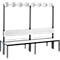 Garderobebank Basic Plus, 2-zijdig, rugleuning, zonder schoenenrek, pootstel zwart grijs RAL 7021, B 1960 mm, decor wit
