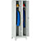 Garderobekast, 2 deuren, B 600 x H 1800 mm, incl. poten, draaigrendelslot, lichtgrijs