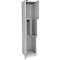 Garderobekast, 2 vakken met hoedenplank &amp; kledingstang alsmede 2 vakken, Z-deuren, cilinderslot, met sokkel, B 400 x D 450 x H 1850 mm, staal met poedercoating, lichtgrijs/lichtgrijs