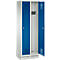 Garderobekast Evolo S 3000, met sokkel, 2 vakken, cilinderslot, lichtgrijs RAL 7035/gentiaanblauw RAL 5010
