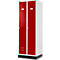 Garderobekast met sokkel - B 630 x D 500 x H 1800 mm - cilinderslot - lichtgrijs en robijnrood - ons merk Schäfer Shop Select