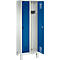Garderobenspind Evolo S 3000, Stahl, m. Füßen, 2 Abteile m. jew. B 300 mm, Sicherheitsdrehriegelverschluss, lichtgrau RAL 7035/enzianblau RAL 5010