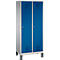 Garderobenspind Evolo S 3000, Stahl, m. Füßen, 2 Abteile m. jew. B 400 mm, Zylinderschloss, weißaluminium RAL 9006/enzianblau RAL 5010