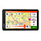 Garmin-Navigationsgerät mit aktiver Route auf der Karte, Ankunftszeit und Entfernung werden angezeigt.