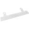 White metal part with two holes and a rectangular base.