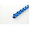 Close-up of a blue spiral binding for documents.