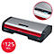 Grau-rote Laminiergerät, Modell Series 2, GBC. Detailansicht der Bedienelemente. Roter Kreis mit 125 Mic.