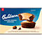 Produktverpackung Bahlsen Kuchen-Snack Marmor mit zwei kleinen Kuchen und Schokostücken vor blauem Hintergrund.