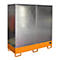 Gefahrstoffschrank BAUER GS-2, Stahlblech, unterfahrbar, für 2 x 200 l Fässer, B 1680 x T 690 x H 1780 mm, orange