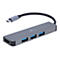 Grauer USB-C-Hub von Cablexpert mit HDMI-Anschluss und drei USB-A-Ports vor weißem Hintergrund.