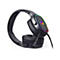 Schwarzes Gaming-Headset mit RGB-Beleuchtung und ausziehbarem Mikrofon vor weißem Hintergrund.
