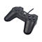 Schwarzer Gamecontroller mit Kabel, Pfeiltasten, Aktionstasten und Select/Start-Tasten. Logo.
