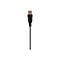 Schwarzer USB-A Stecker an einem Kabelende vor weißem Hintergrund.