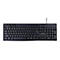 Schwarze kabelgebundene Gembird Tastatur mit QWERTZ-Layout und separatem Ziffernblock auf weißem Grund.
