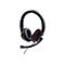 Schwarzes Headset mit roter Akzentlinie und Mikrofon.