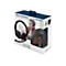 Verpackung eines Stereo-Headsets. Auf dem Karton ist das Headset selbst sowie ein Mann abgebildet, der es trägt. Das Headset ist schwarz mit roten Akzenten.