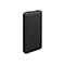 Schwarze Powerbank mit 10.000 mAh Kapazität auf weißem Hintergrund.