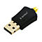 Schwarzer Gembird USB-WLAN-Adapter mit goldenem USB-Anschluss und goldenem Antennenanschluss.