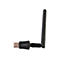Schwarzer Gembird USB-WLAN-Adapter mit ausklappbarer Antenne vor weißem Hintergrund.