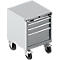 Gereedschapskast verrijdbaar WSK 27-27, 4 laden, H 770 mm, individuele vergrendeling, staal, wit aluminium/wit aluminium, met een breedte van 1,5 cm.