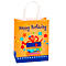 Geschenktasje 'Happy Birthday', formaat A5, met draagkoord, B 180 x D 100 x H 230 mm, kraftpapier, beige &amp;amp; bedrukt in kleur, 6 stuks