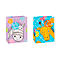 Geschenktüte Tiermotiv Zebra/Giraffe, Format A5, mit Trageband & Beschriftungsschild, B 180 x T 100 x H 230 mm, PP-Folie, lila-blau, 12 Stück sortiert