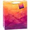 Geschenktüte mit Aquarellfarben in Orange, Pink und Lila. Tragegriff und Anhänger.
