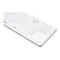 Weiße, hygienische Tastatur mit integriertem Touchpad in Nahaufnahme, auf weißem Hintergrund.