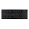 Schwarze kompakte Computertastatur mit deutschem QWERTZ-Layout und integriertem Touchpad auf der rechten Seite.