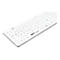 Weiße, flache Hygiene-Tastatur mit GETT-Logo auf weißem Hintergrund.