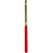 Ein roter Stift mit metallischen Elementen. Der obere Teil ist geriffelt, der untere Teil rot.