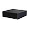 Schwarzer Gigabyte Mini-PC mit gerippter Frontblende und Firmenlogo vor weißem Hintergrund.