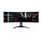 Gebogener Gaming-Monitor mit schwarzem Ständer und AORUS-Logo.