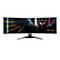 Ein gebogener Gaming-Monitor, der das AORUS-Logo zeigt. Das Display zeigt eine futuristische Grafik.