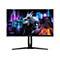 Aorus Gaming-Monitor vor weißem Hintergrund mit leuchtendem Mecha-Roboter auf dem Display.